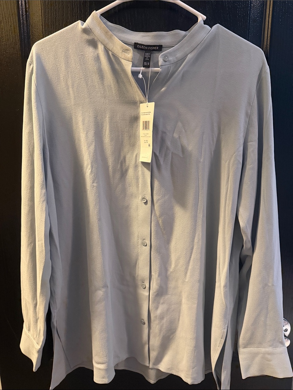 Eileen Fisher Silk Mandarin-Collar Shirt - NWT